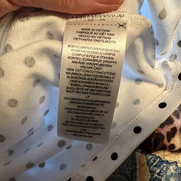 Ralph Lauren White Boatneck T-Shirt with Black Polka Dots - Large - Picture 5 of 5